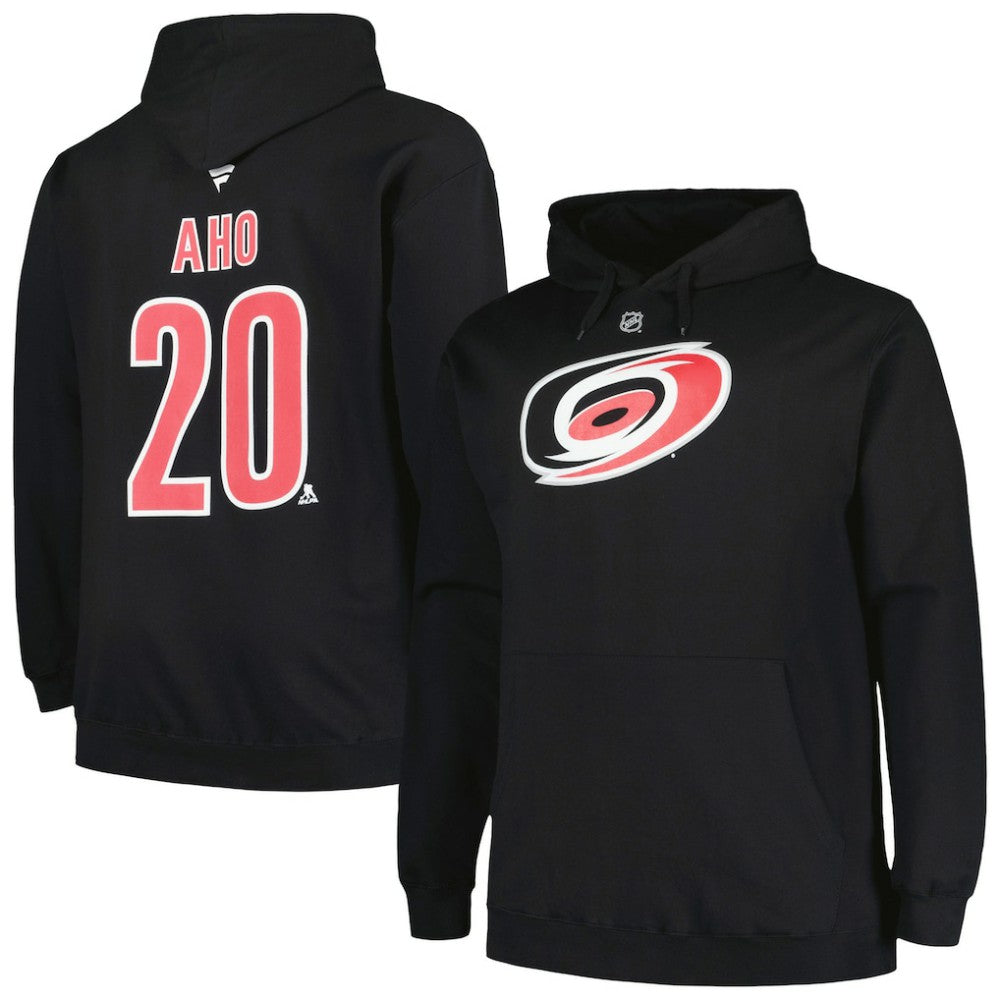 Sebastian Aho Carolina Hurricanes Profile Big & Tall Name & Number Pullover Hoodie - Black - NHL 200464398