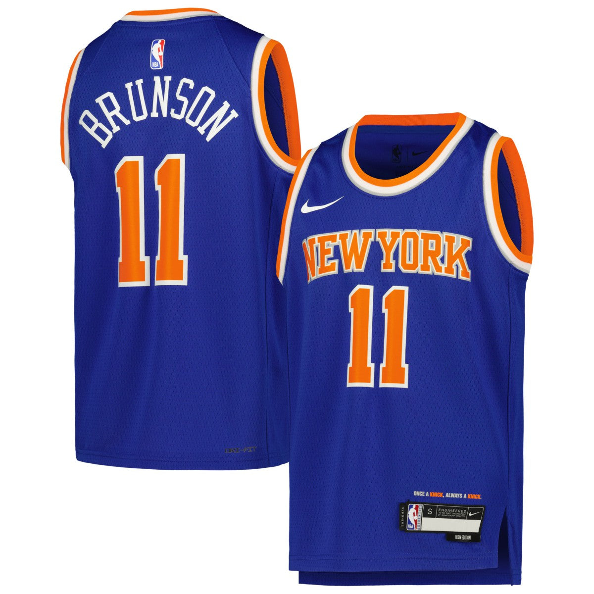 Jalen Brunson New York Knicks Youth Swingman Jersey Icon Edition Blue | Nike for sale