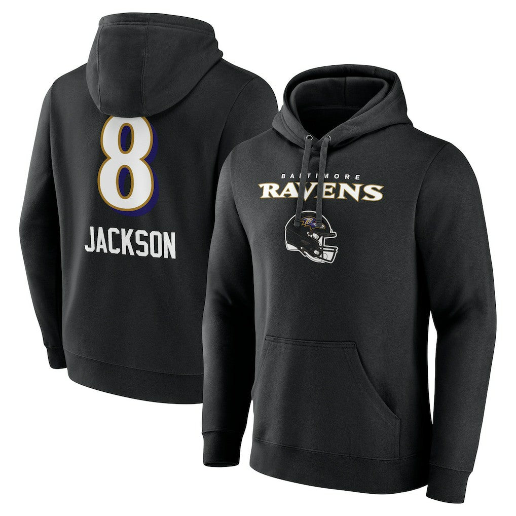 Lamar Jackson Baltimore Ravens Team Wordmark Pullover Hoodie Black