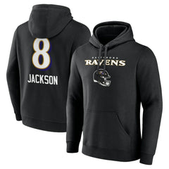 Lamar Jackson Baltimore Ravens Team Wordmark Pullover Hoodie Black