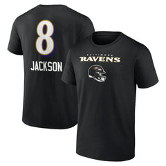 Lamar Jackson Baltimore Ravens Team Wordmark Name & Number T-Shirt Black