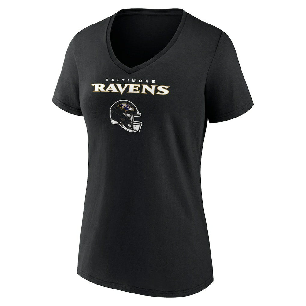 Lamar Jackson Baltimore Ravens Women's Team Wordmark Name & Number V-Neck T-Shirt Black