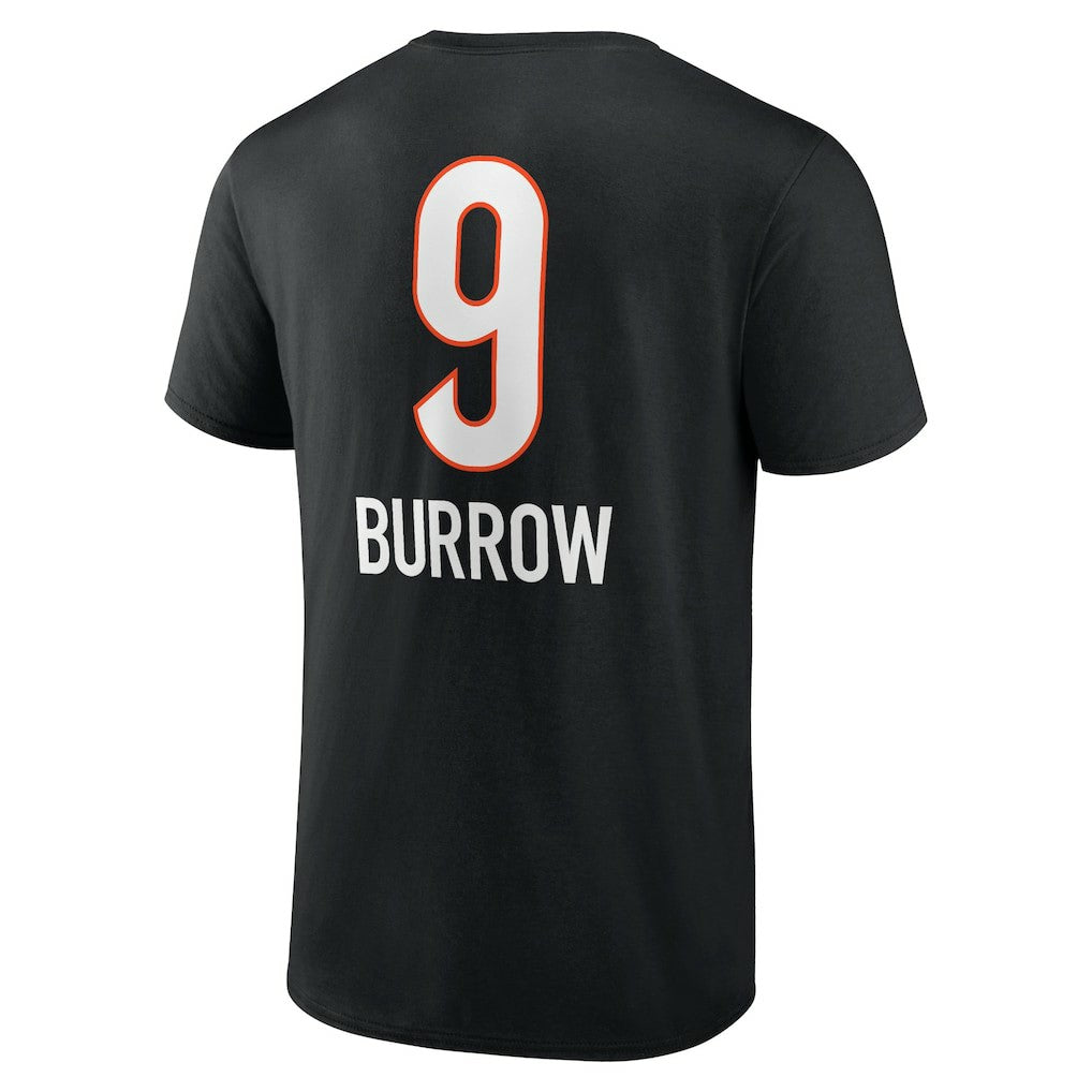 Joe Burrow Cincinnati Bengals Team Wordmark Name & Number T-Shirt Black