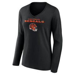 Joe Burrow Cincinnati Bengals Women's Team Wordmark Long Sleeve V-Neck T-Shirt Black