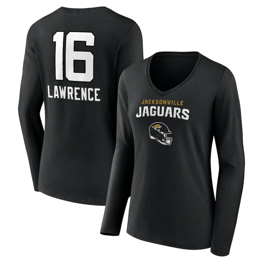 Trevor Lawrence Jacksonville Jaguars Women's Team Wordmark Long Sleeve V-Neck T-Shirt Black