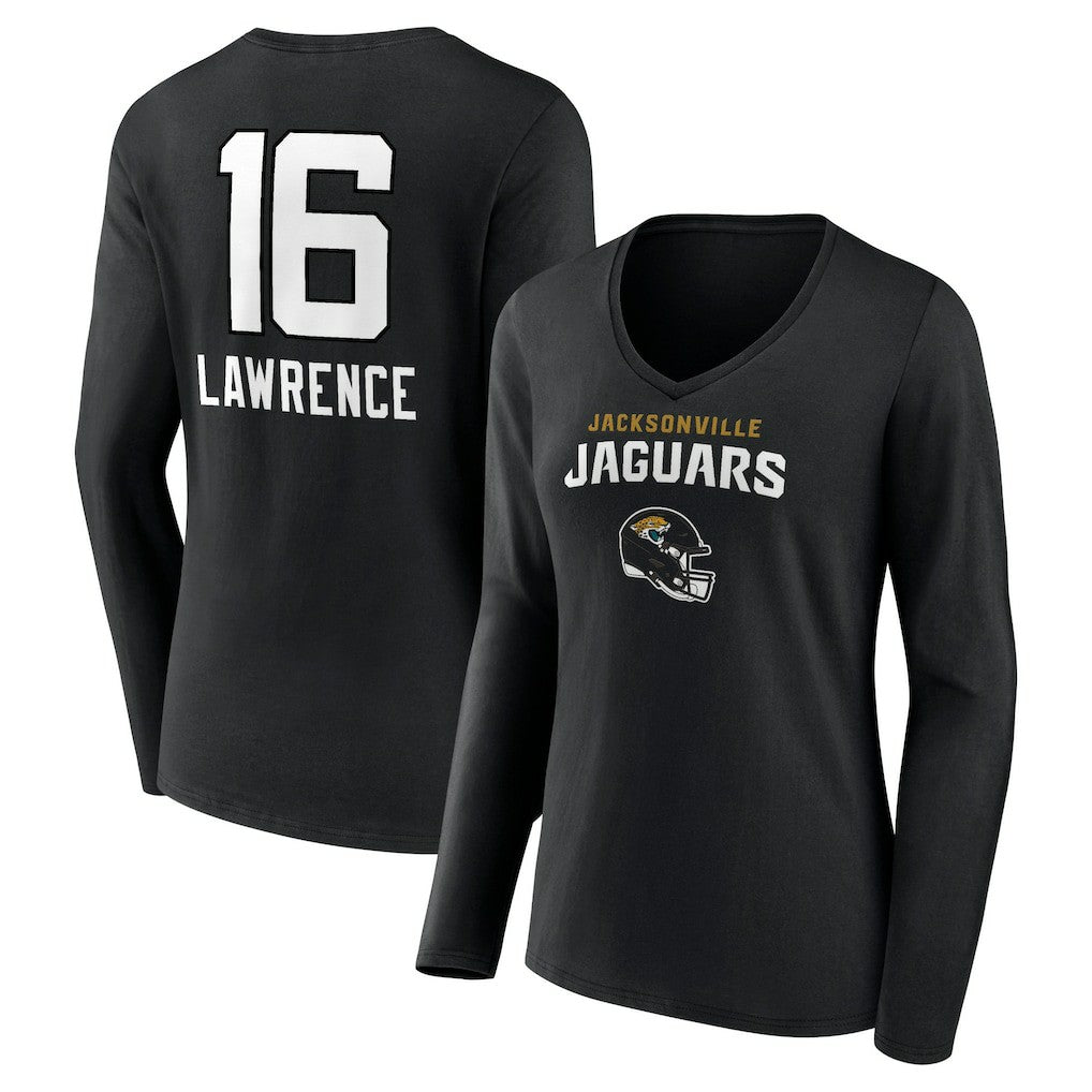 Trevor Lawrence Jacksonville Jaguars Women's Team Wordmark Long Sleeve V-Neck T-Shirt Black