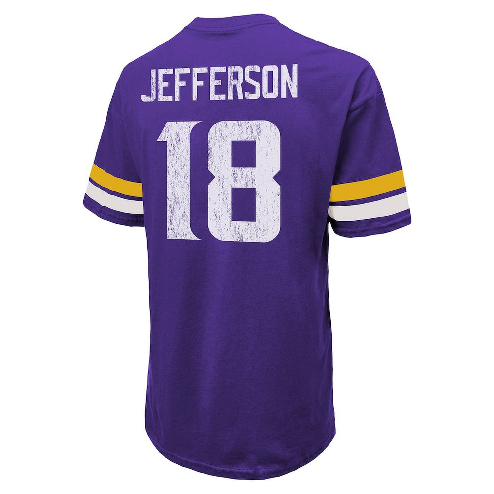 Justin Jefferson Minnesota Vikings Majestic Threads Name & Number Oversized Fit T-Shirt Purple