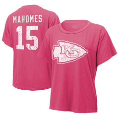 Patrick Mahomes Kansas City Chiefs Majestic Threads Women's Name & Number T-Shirt Pink