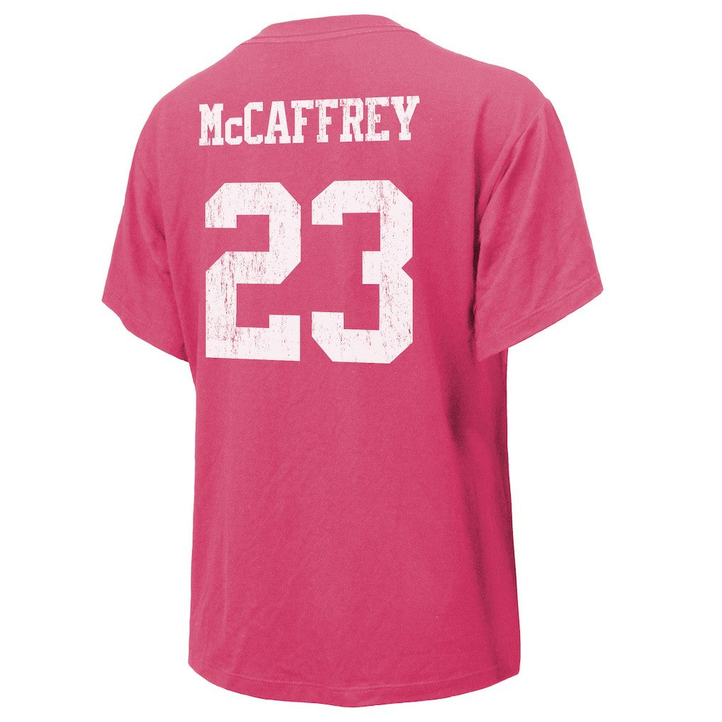 Christian McCaffrey San Francisco 49ers Majestic Threads Women's Name & Number T-Shirt Pink