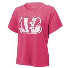 Joe Burrow Cincinnati Bengals Majestic Threads Women's Name & Number T-Shirt Pink