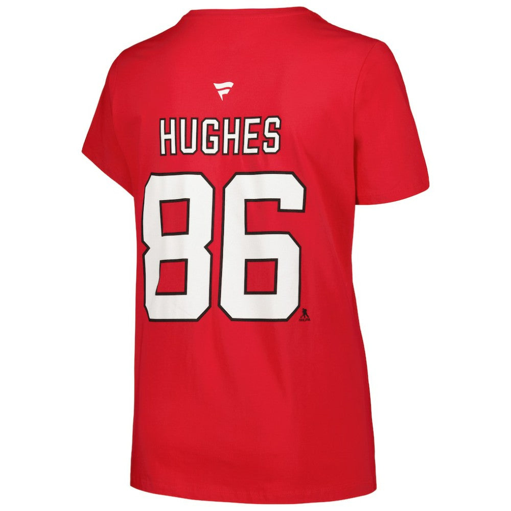 Jack Hughes New Jersey Devils Fanatics Women's Plus Size Name & Number T-Shirt - Red - NHL 200472722