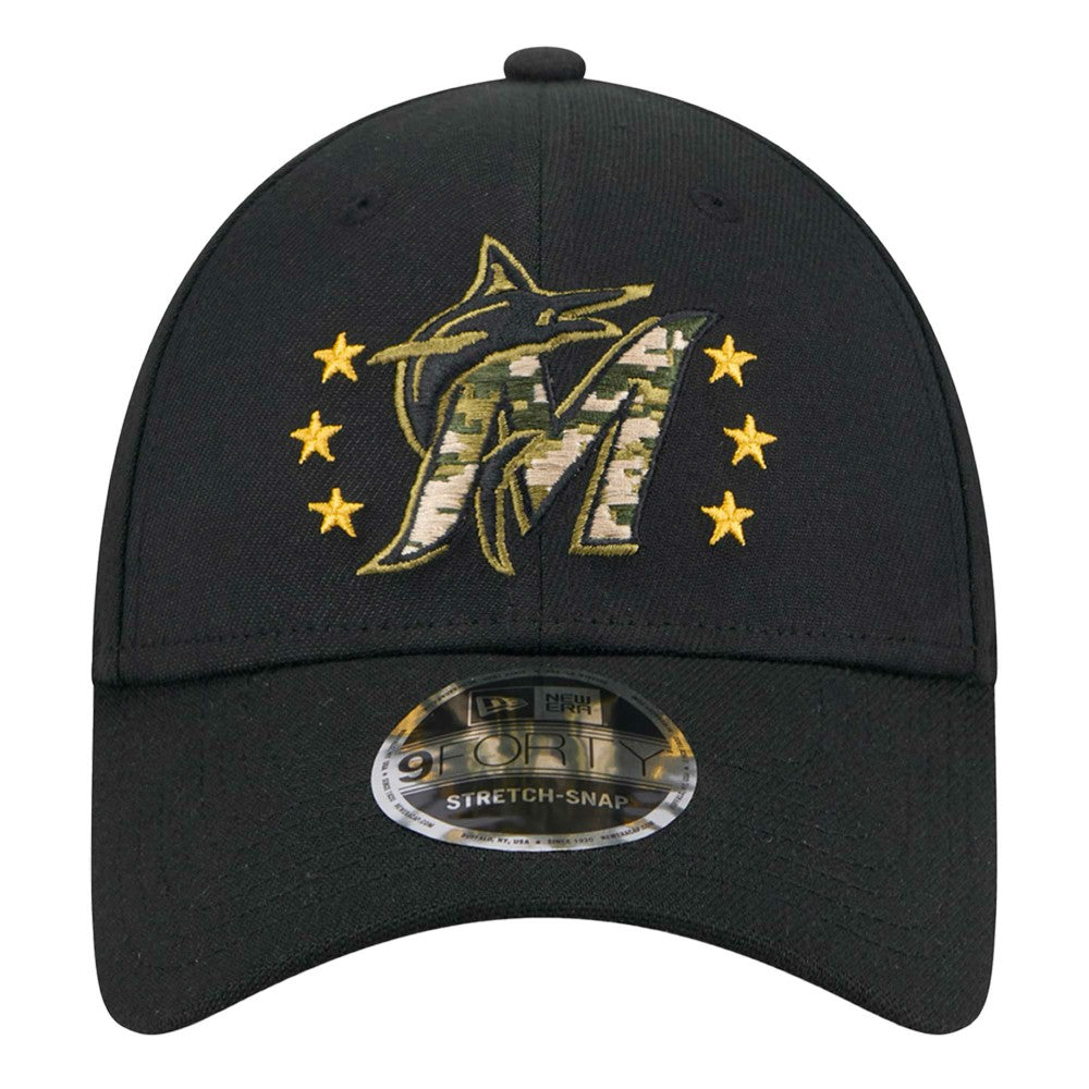 Miami Marlins New Era 2024 Armed Forces Day 9FORTY Adjustable Hat - Black - New Era Discount
