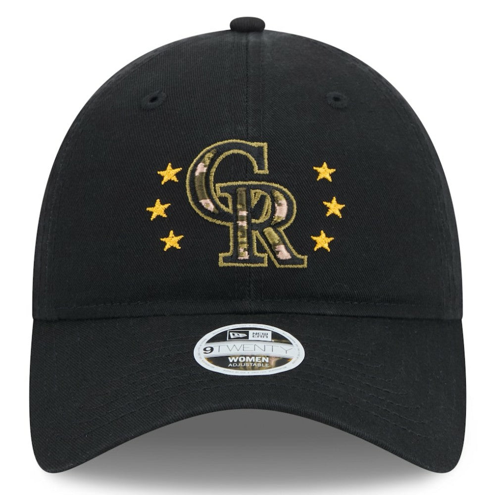 Colorado Rockies New Era Women's 2024 Armed Forces Day 9TWENTY Adjustable Hat - Black - New Era Lifestyle