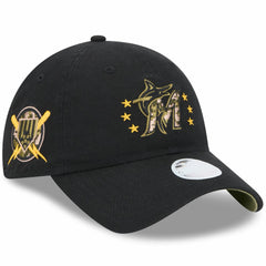 Miami Marlins New Era Women's 2024 Armed Forces Day 9TWENTY Adjustable Hat - Black - New Era Lifestyle