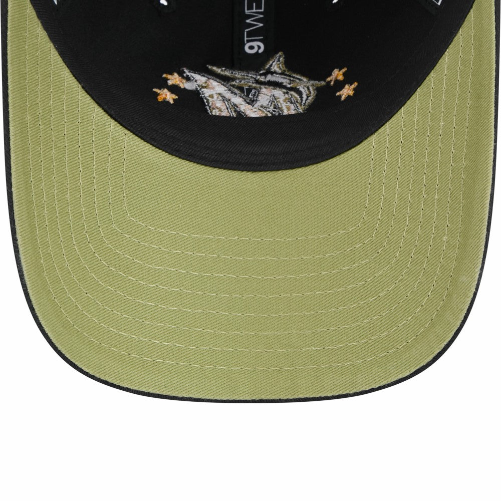 Miami Marlins New Era Women's 2024 Armed Forces Day 9TWENTY Adjustable Hat - Black - New Era Lifestyle