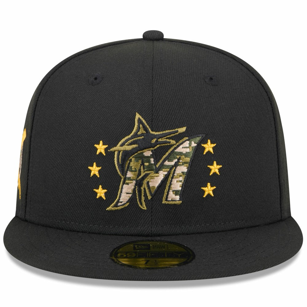 Miami Marlins New Era 2024 Armed Forces Day On-Field 59FIFTY Fitted Hat - Black - New Era Sale