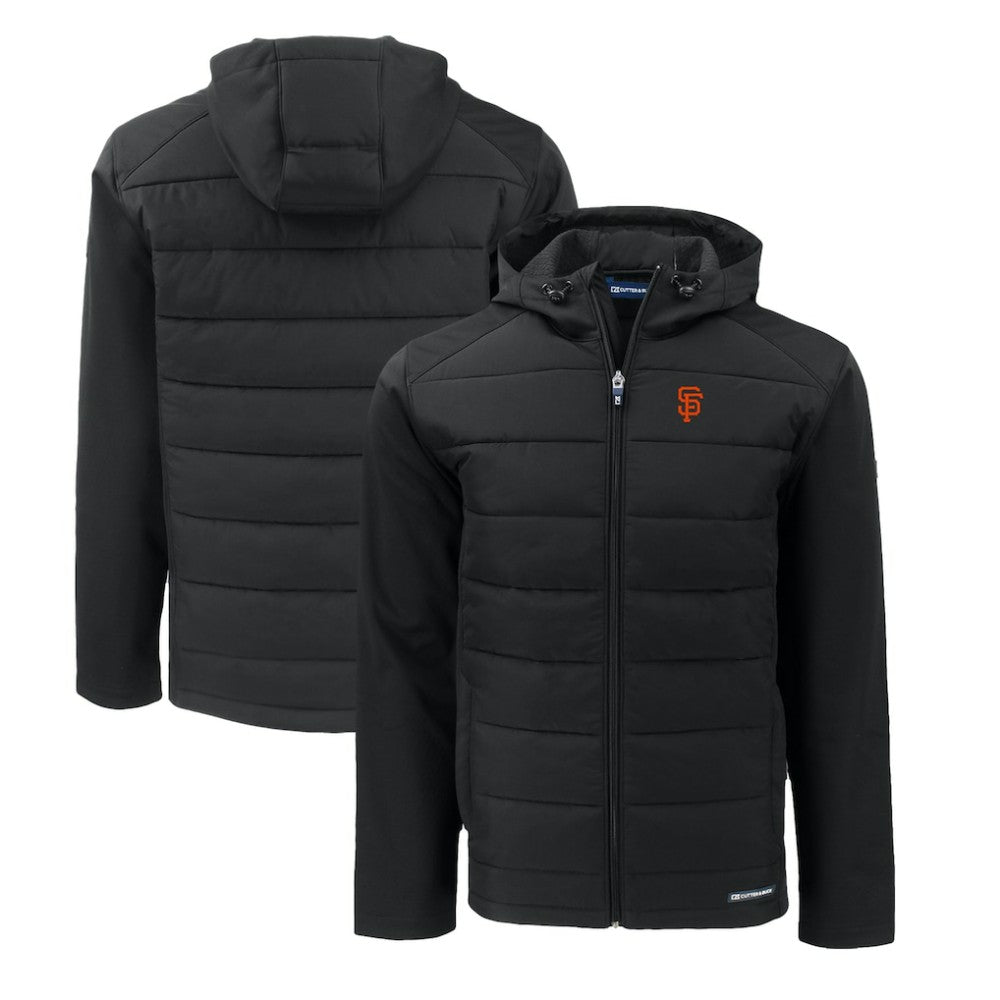 San Francisco Giants Cutter & Buck Big & Tall Evoke Hybrid Eco Softshell Recycled Full-Zip Hoodie - Black - MLB Online