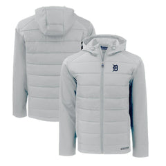 Detroit Tigers Cutter & Buck Evoke Hybrid Eco Softshell Recycled Full-Zip Hoodie - Gray - MLB on Sale