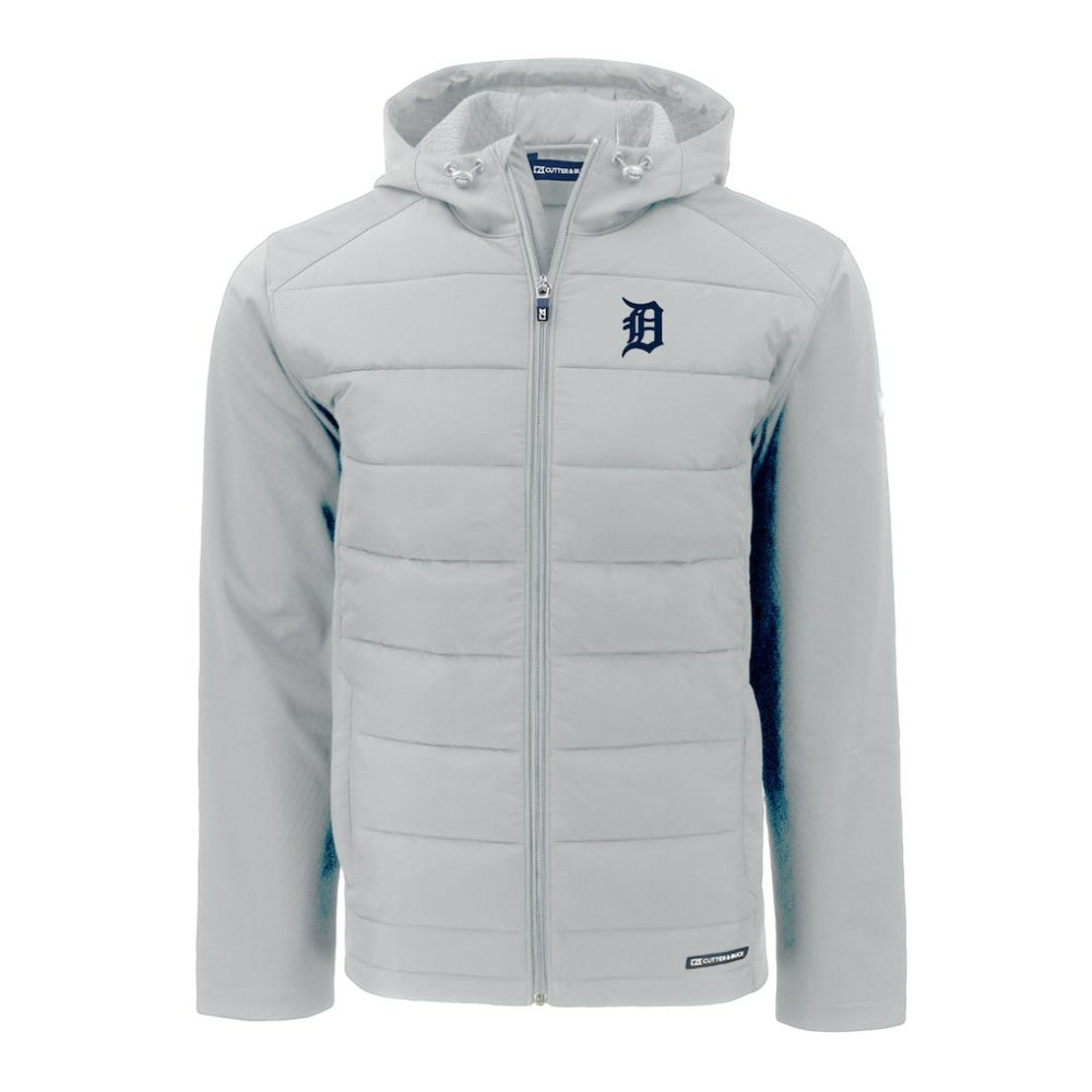 Detroit Tigers Cutter & Buck Evoke Hybrid Eco Softshell Recycled Full-Zip Hoodie - Gray - MLB on Sale