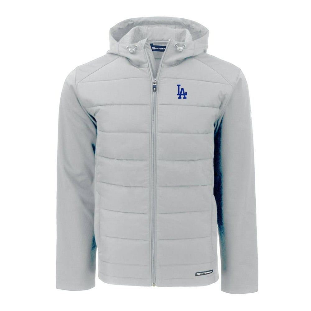Los Angeles Dodgers Cutter & Buck Evoke Hybrid Eco Softshell Recycled Full-Zip Hoodie - Gray - MLB Lifestyle