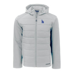 Los Angeles Dodgers Cutter & Buck Evoke Hybrid Eco Softshell Recycled Full-Zip Hoodie - Gray - MLB Lifestyle