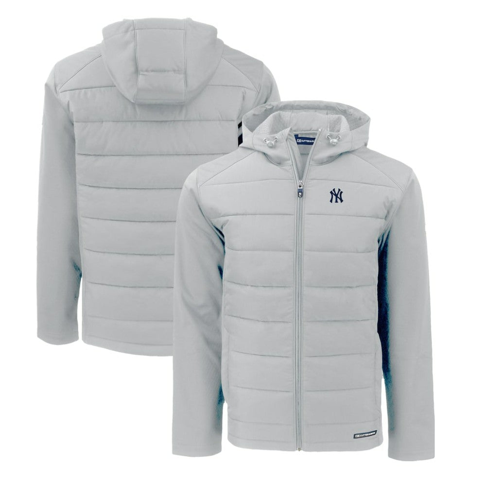 New York Yankees Cutter & Buck Evoke Hybrid Eco Softshell Recycled Full-Zip Hoodie - Gray - MLB on Sale