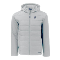 New York Yankees Cutter & Buck Evoke Hybrid Eco Softshell Recycled Full-Zip Hoodie - Gray - MLB on Sale
