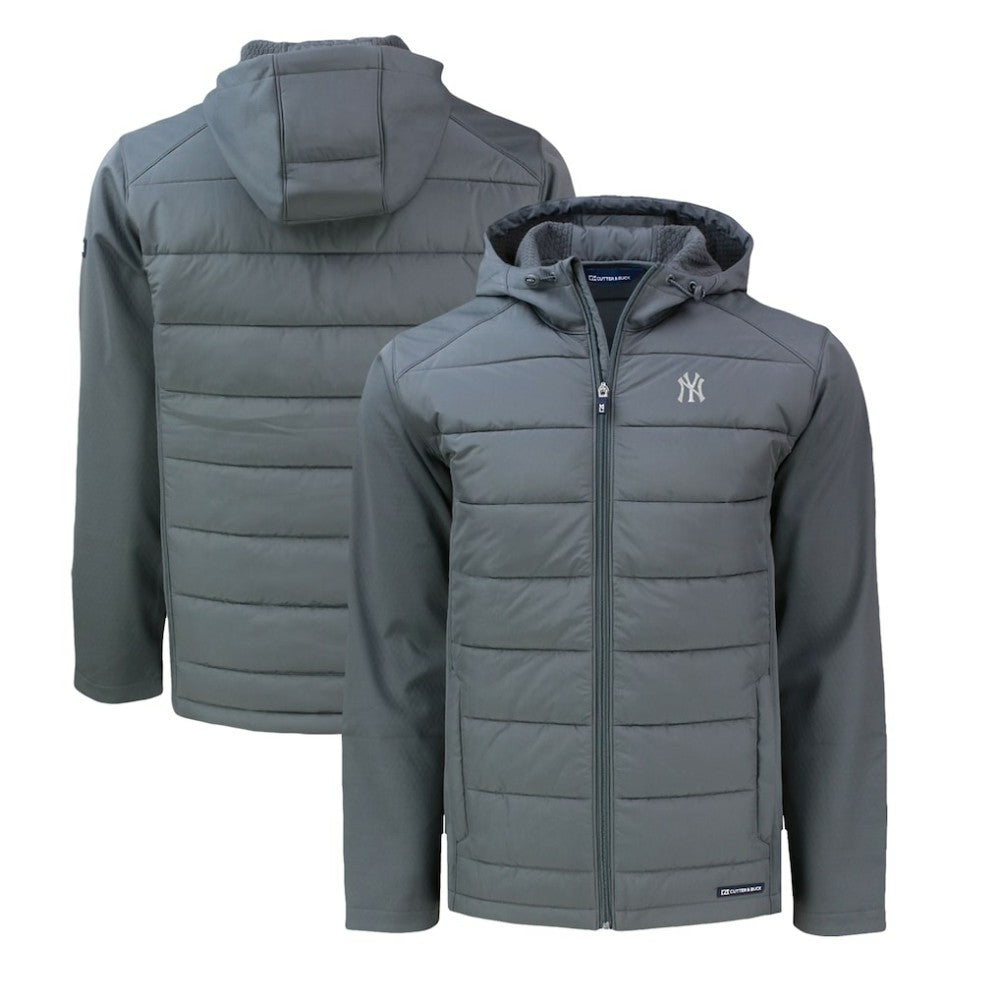 New York Yankees Cutter & Buck Evoke Hybrid Eco Softshell Recycled Full-Zip Hoodie - Gray - MLB Sale