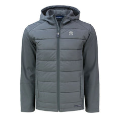 New York Yankees Cutter & Buck Evoke Hybrid Eco Softshell Recycled Full-Zip Hoodie - Gray - MLB Sale