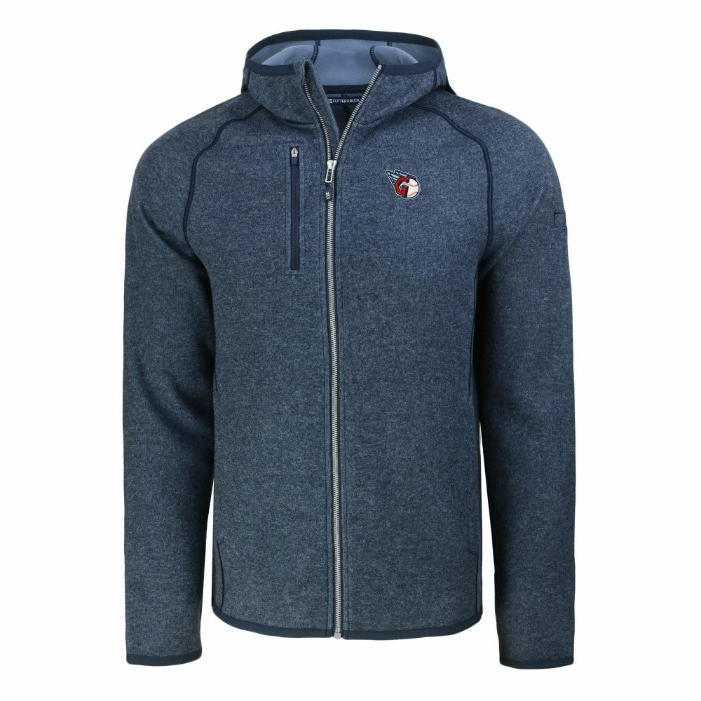 Cleveland Guardians Cutter & Buck Mainsail Full-Zip Hooded Jacket - Heather Navy - MLB Sale