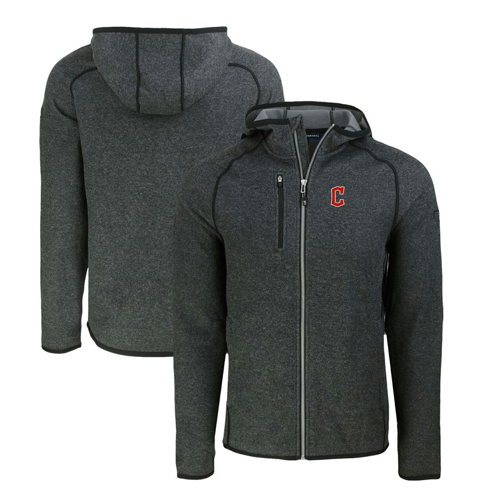 Cleveland Guardians Cutter & Buck Mainsail Full-Zip Hooded Jacket - Heather Charcoal - MLB on Sale