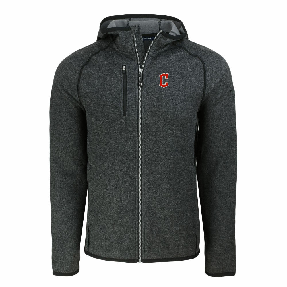 Cleveland Guardians Cutter & Buck Mainsail Full-Zip Hooded Jacket - Heather Charcoal - MLB on Sale