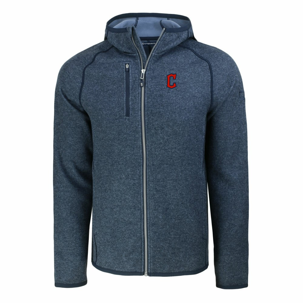 Cleveland Guardians Cutter & Buck Mainsail Full-Zip Hooded Jacket - Heather Navy - MLB Lifestyle