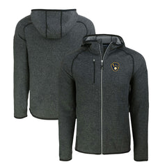 Milwaukee Brewers Cutter & Buck Mainsail Full-Zip Hooded Jacket - Heather Charcoal - MLB Discount