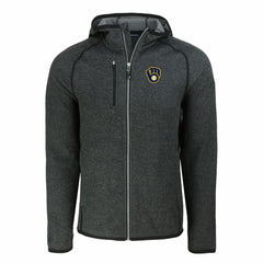 Milwaukee Brewers Cutter & Buck Mainsail Full-Zip Hooded Jacket - Heather Charcoal - MLB Discount