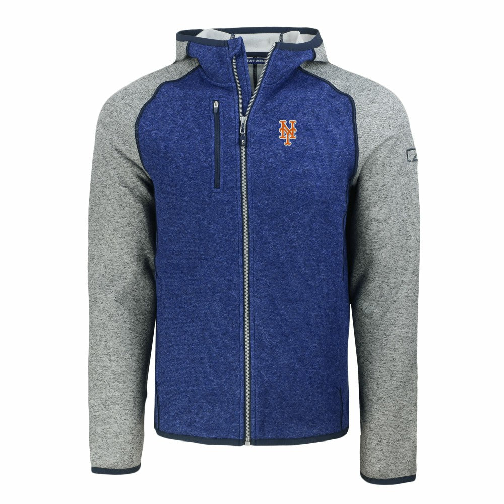 New York Mets Cutter & Buck Mainsail Full-Zip Hooded Jacket - Royal/Heather Gray - MLB Discount