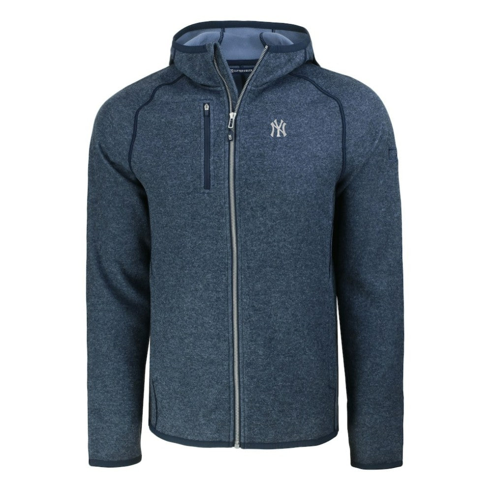 New York Yankees Cutter & Buck Mainsail Full-Zip Hooded Jacket - Heather Navy - MLB Sale