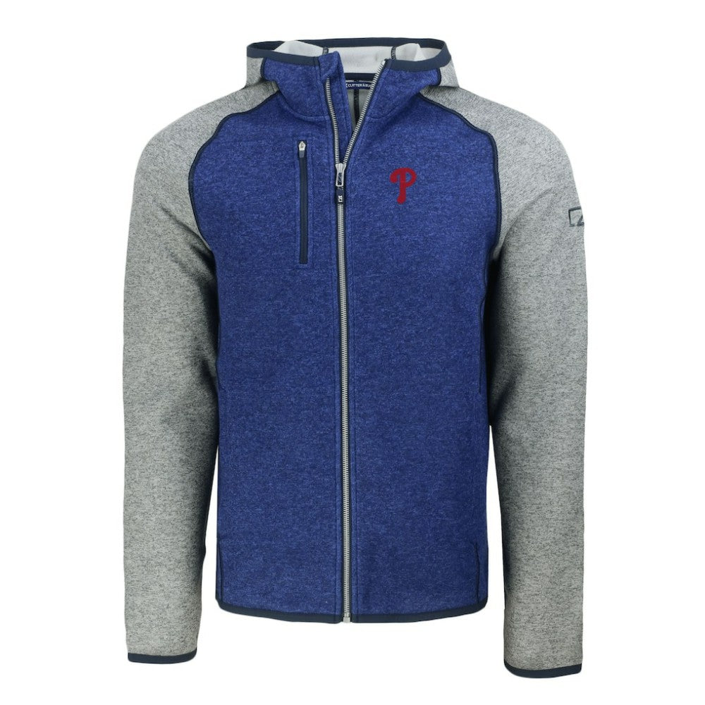 Philadelphia Phillies Cutter & Buck Mainsail Full-Zip Hooded Jacket - Royal/Heather Gray - MLB Online