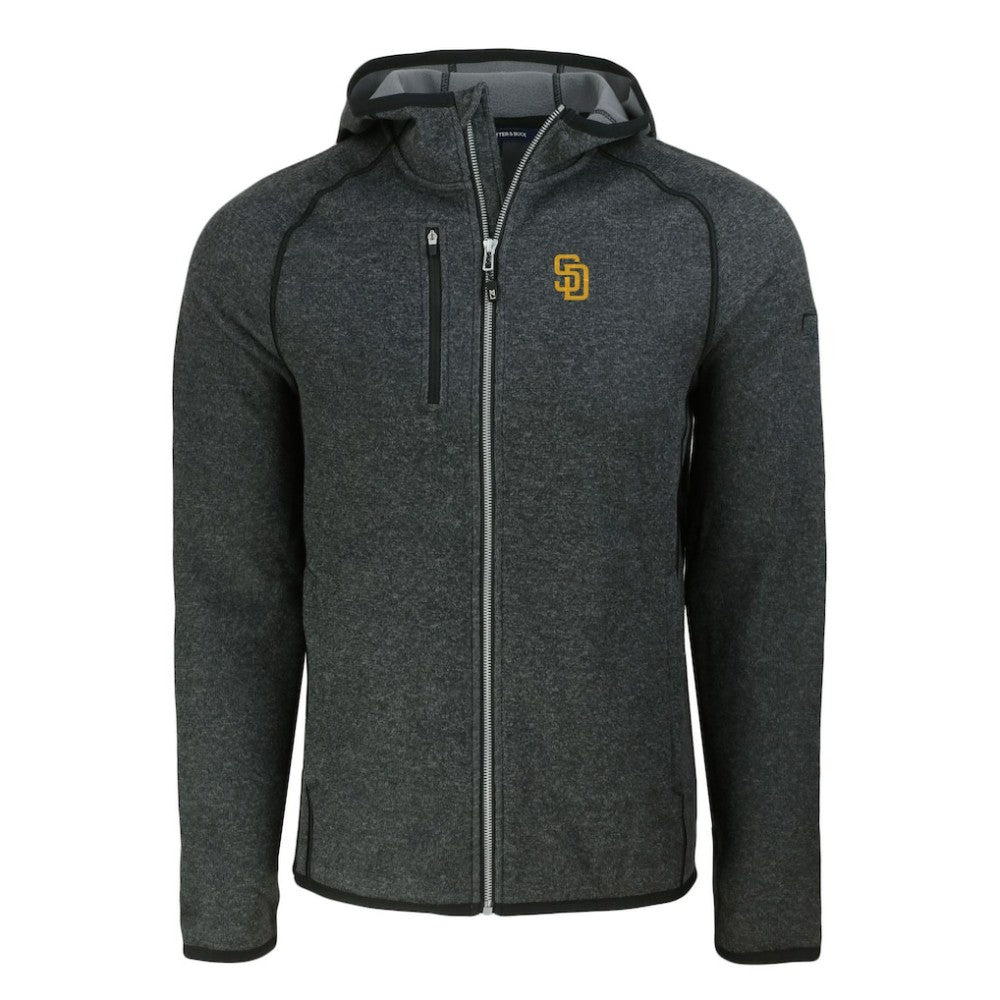 San Diego Padres Cutter & Buck Mainsail Full-Zip Hooded Jacket - Heather Charcoal - MLB Sale