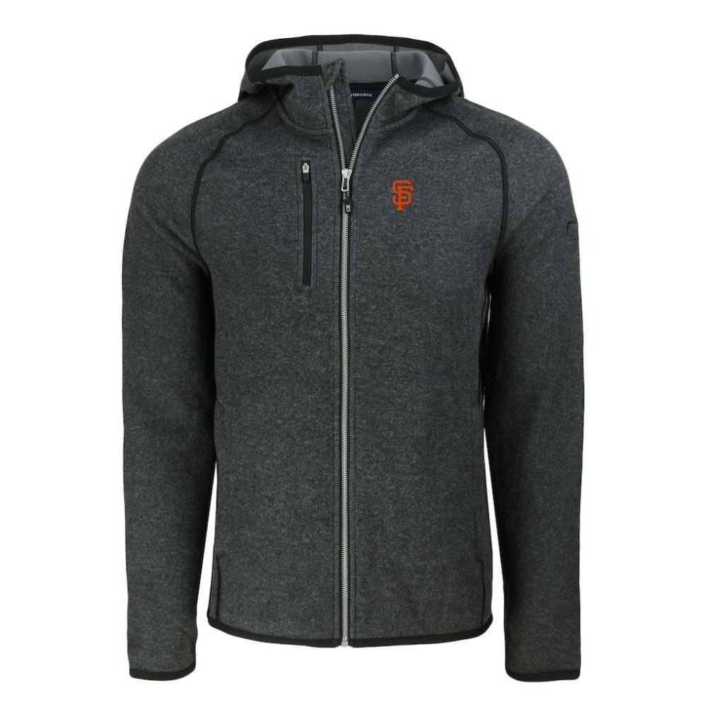 San Francisco Giants Cutter & Buck Mainsail Full-Zip Hooded Jacket - Heather Charcoal - MLB Lifestyle