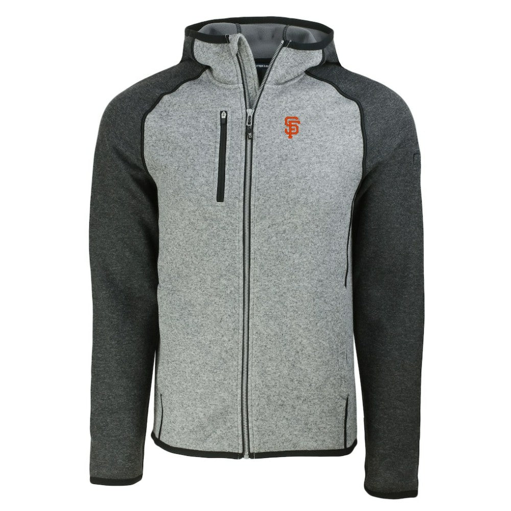 San Francisco Giants Cutter & Buck Mainsail Full-Zip Hooded Jacket - Heather Charcoal/Heather Gray - MLB on Sale