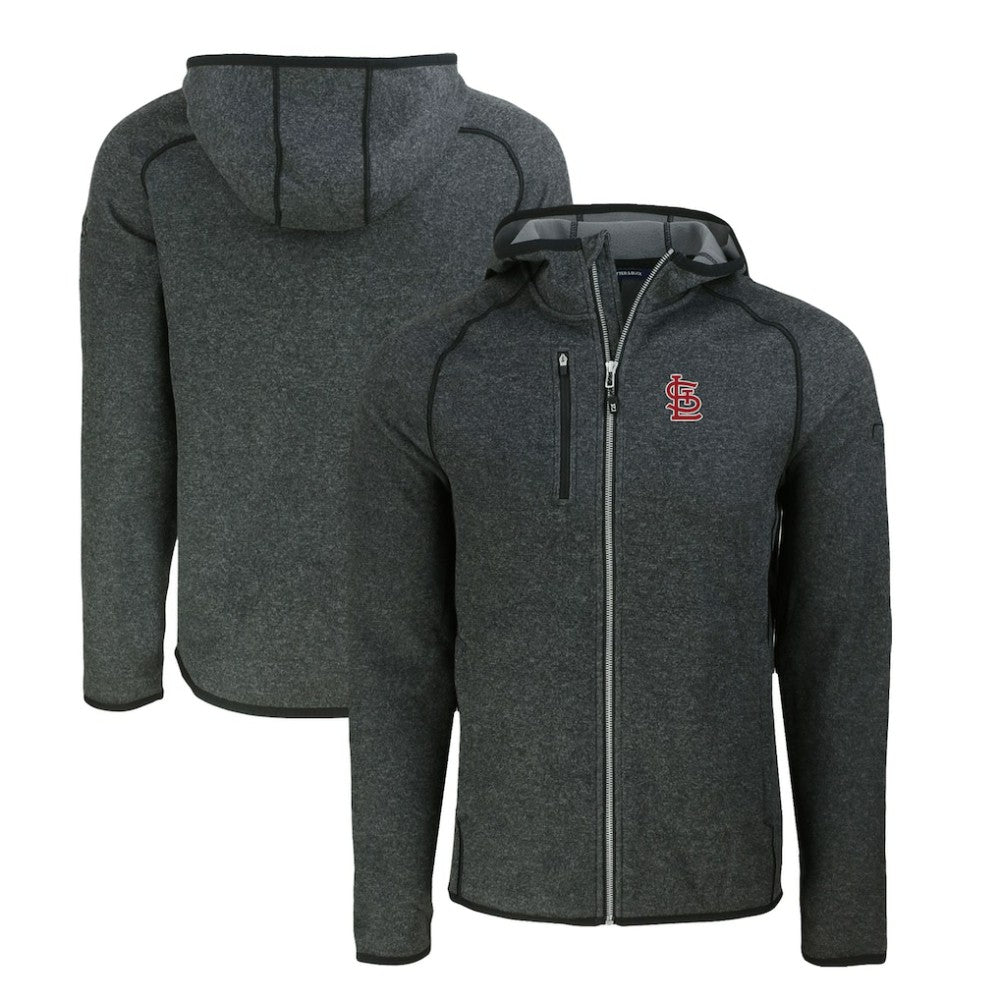 St. Louis Cardinals Cutter & Buck Mainsail Full-Zip Hooded Jacket - Heather Charcoal - MLB Sale