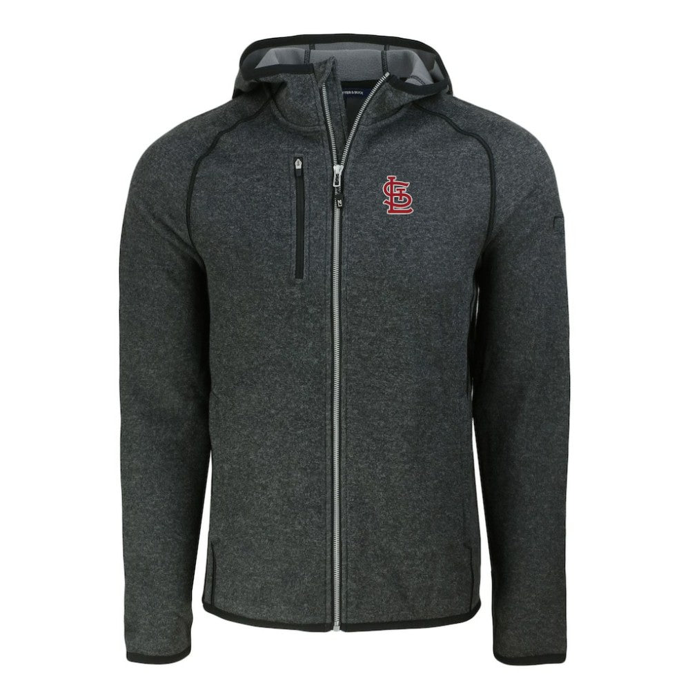 St. Louis Cardinals Cutter & Buck Mainsail Full-Zip Hooded Jacket - Heather Charcoal - MLB Sale