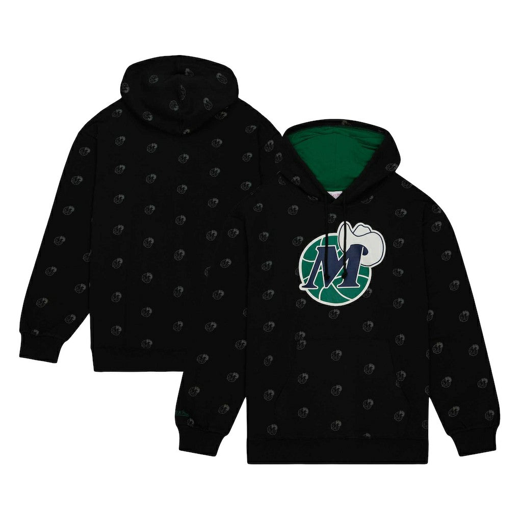 Dallas Mavericks Hardwood Classics Allover Print Pullover Hoodie for sale Black | Mitchell & Ness online