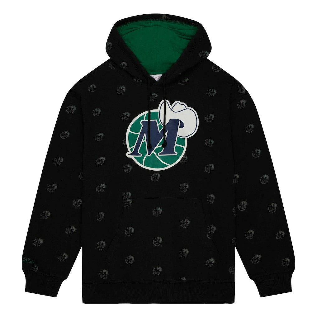 Dallas Mavericks Hardwood Classics Allover Print Pullover Hoodie for sale Black | Mitchell & Ness online