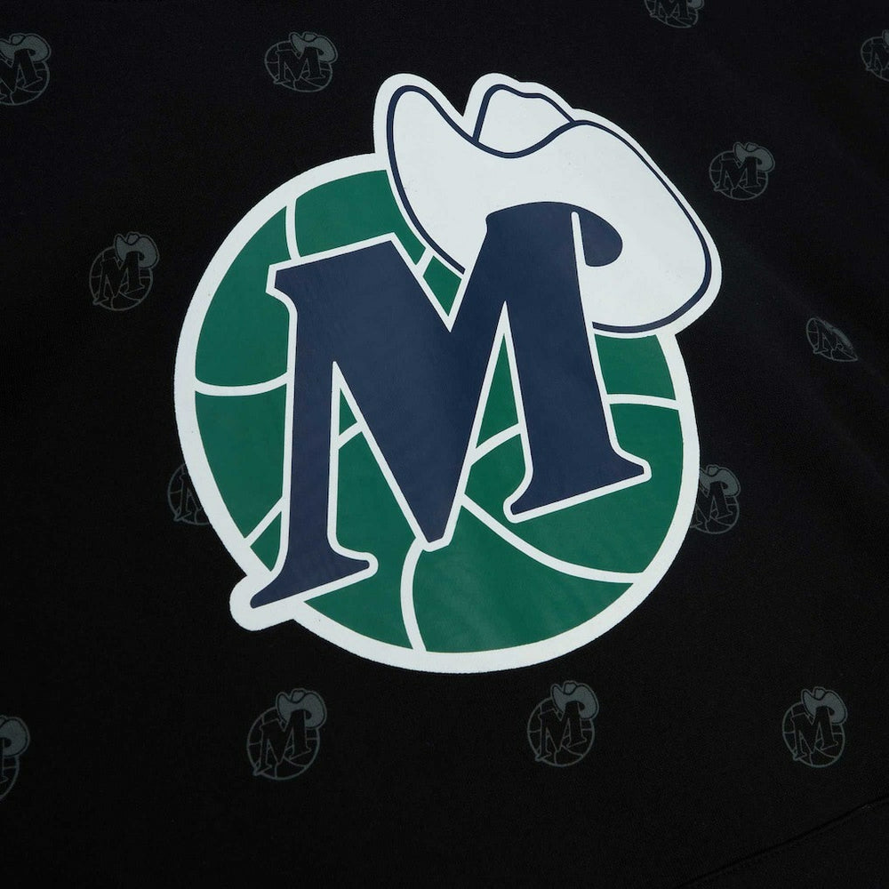 Dallas Mavericks Hardwood Classics Allover Print Pullover Hoodie for sale Black | Mitchell & Ness online