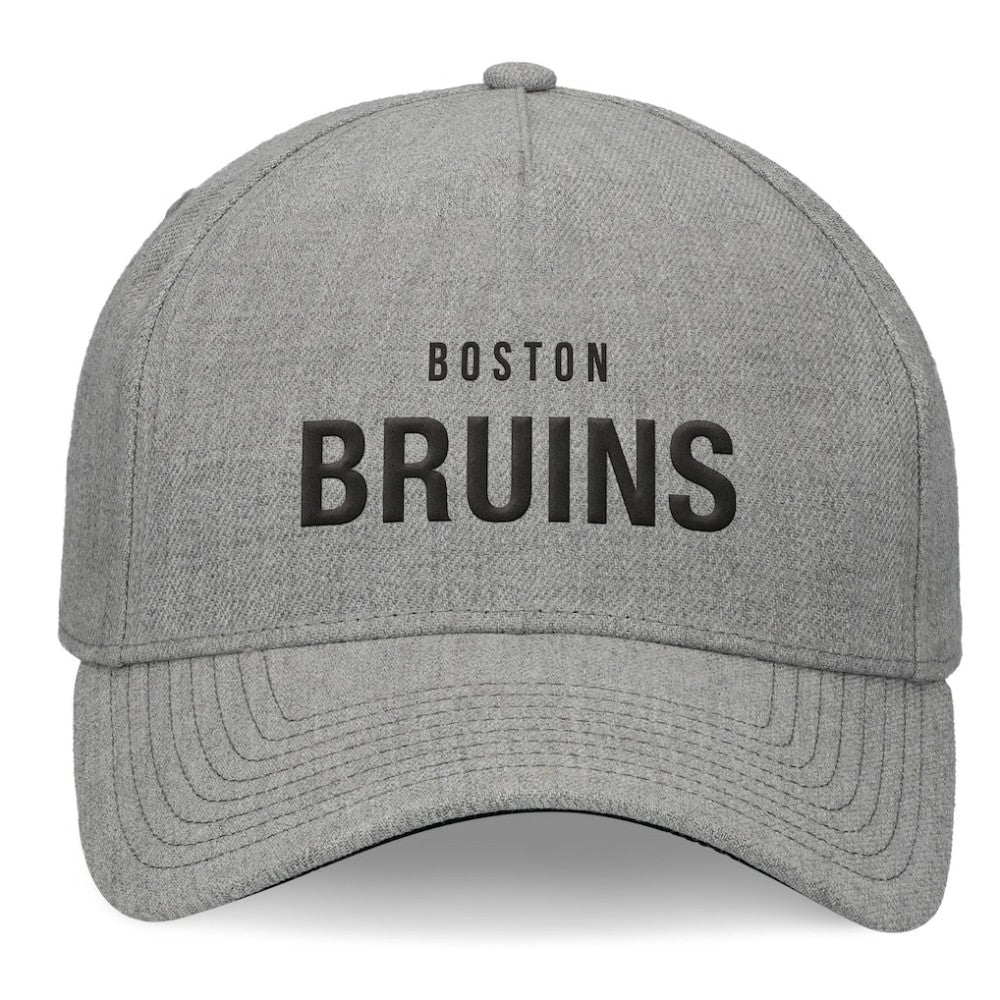 Boston Bruins Fanatics Elements A-Frame Leather Strapback Hat - Heather Gray - NHL 200496199