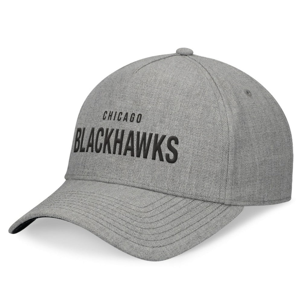 Chicago Blackhawks Fanatics Elements A-Frame Leather Strapback Hat - Heather Gray - NHL 200496202