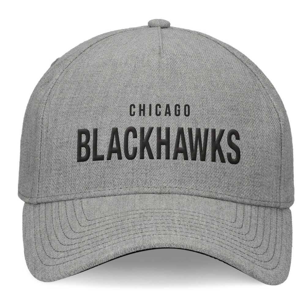 Chicago Blackhawks Fanatics Elements A-Frame Leather Strapback Hat - Heather Gray - NHL 200496202