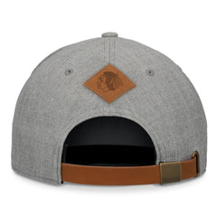 Chicago Blackhawks Fanatics Elements A-Frame Leather Strapback Hat - Heather Gray - NHL 200496202
